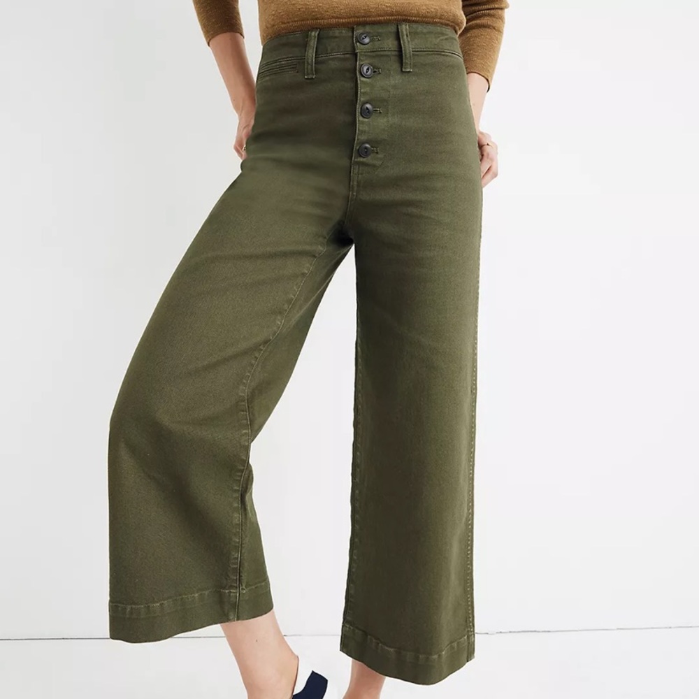 Madewell Emmett Wide-Leg Crop Pants: Button-Front Edition Size 30
